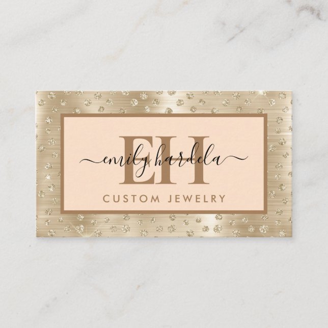 Gold Glitter Custom Jewelry Business Card (Front)