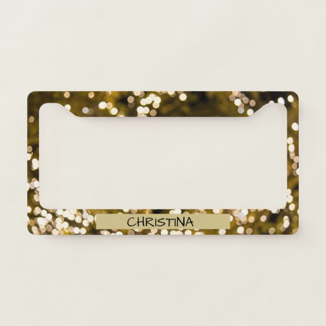 Gold Glitter Custom License Plate Frame (Front)