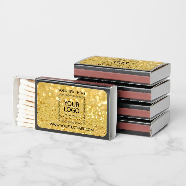 Gold Glitter Custom Logo Name Promotional Thank Yo Matchboxes (Stacked)