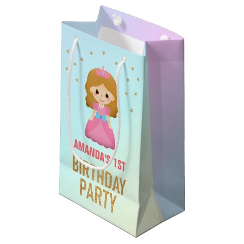 Gold Glitter Cute Little Princess Birthday Party Small Gift Bag