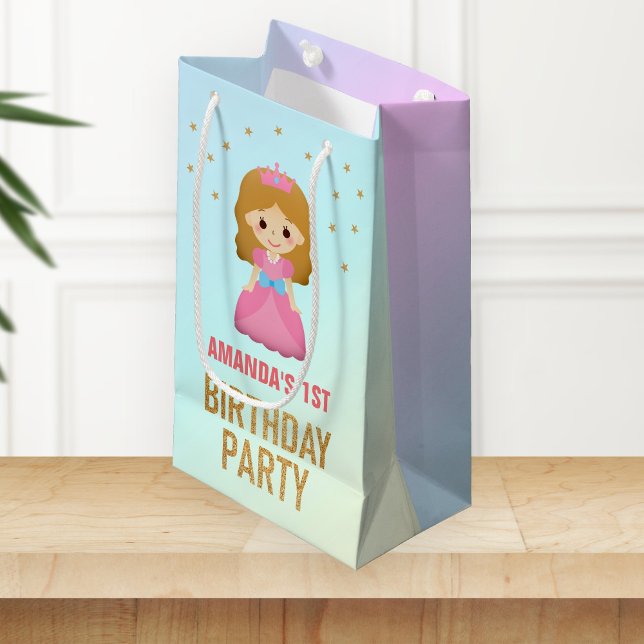 Gold Glitter Cute Little Princess Birthday Party Small Gift Bag (Creator Uploaded)