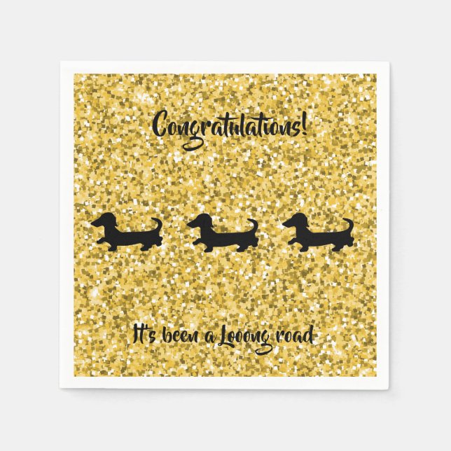 Gold Glitter Dachshund Paper Napkins (Front)