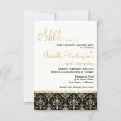 Gold Glitter Damask 50th Surprise Birthday Party Invitation (Front)