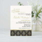 Gold Glitter Damask 50th Surprise Birthday Party Invitation (Standing Front)