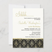 Gold Glitter Damask 70th Surprise Birthday Party Invitation (Front)