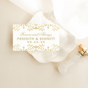 Gold Glitter Damask Forever and Always Favor Tag