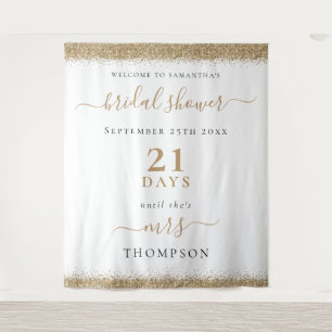 Gold Glitter Days to Wedding Welcome Bridal Shower Tapestry