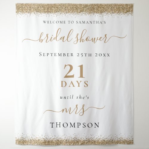 Gold Glitter Days to Wedding Welcome Bridal Shower Tapestry