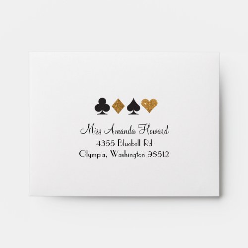 Gold Glitter Destiny Vegas Wedding Reply Envelope