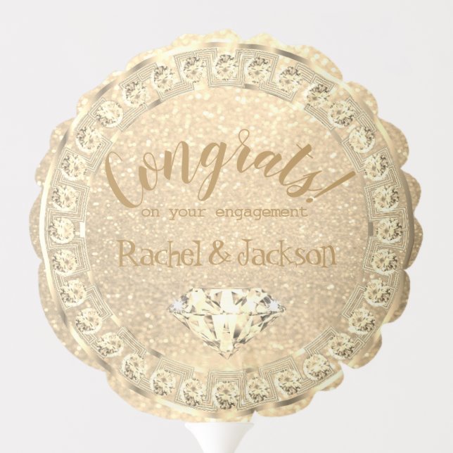 Gold Glitter Diamond Engagement Balloon (Back)
