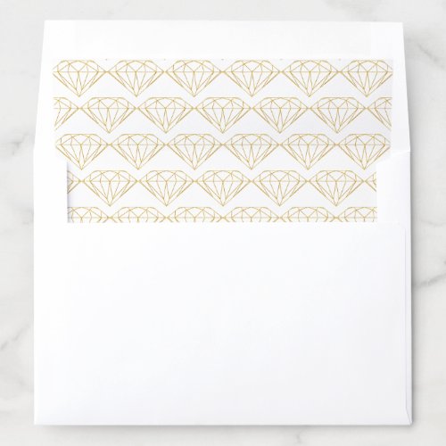 Gold glitter diamond pattern trendy wedding envelope liner