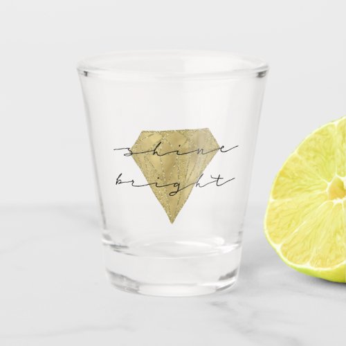 Gold Glitter Diamond Shine Bright Shot Glass