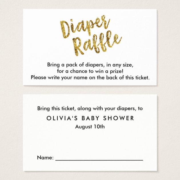 Gold Glitter Diaper Raffle Ticket