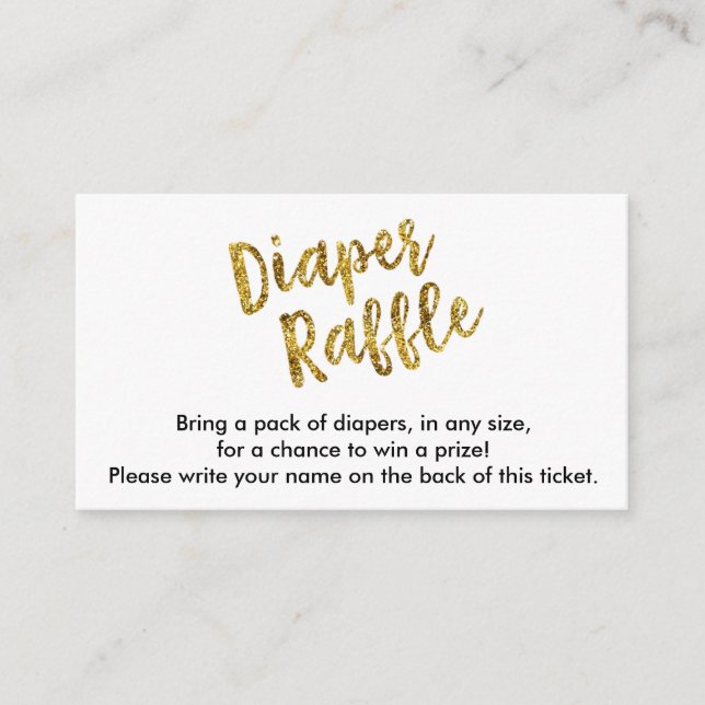 Gold Glitter Diaper Raffle Ticket Enclosure Card (Front)
