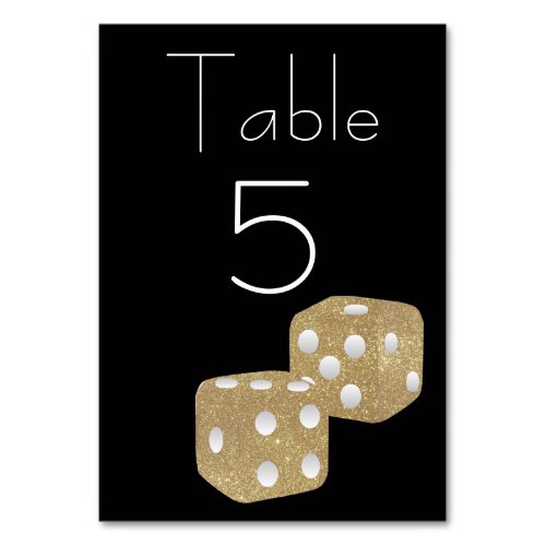 Gold Glitter Dice on Black Table Number