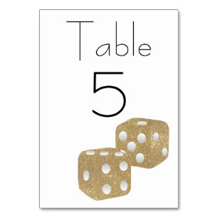 Gold Glitter Dice Table Number
