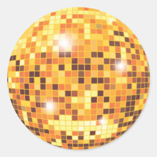 Gold Glitter Disco Ball Round Sticker