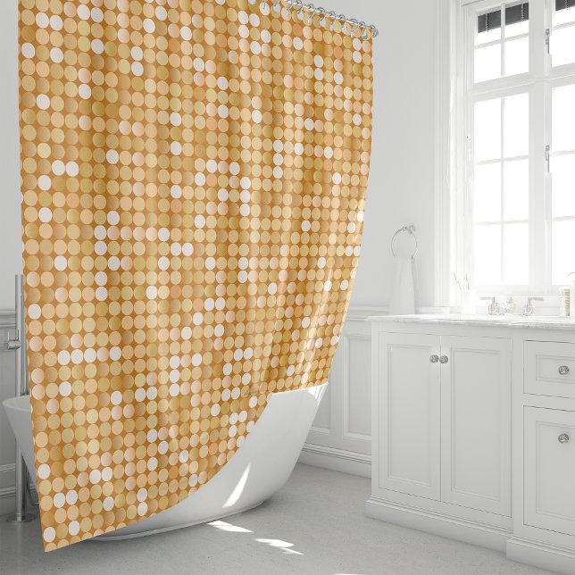 Gold Glitter Disco Ball Shower Curtain (Creator Uploaded)