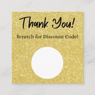 Gold Glitter Discount Scratch Off Thank You Card