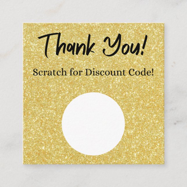 Gold Glitter Discount Scratch Off Thank You Card (Front)
