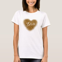 Gold Glitter DIVA Heart Glamour Tank Top Shirt