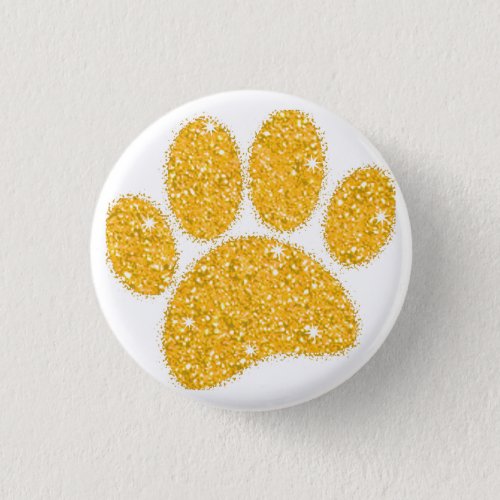 Gold Glitter Dog Pawprint Button