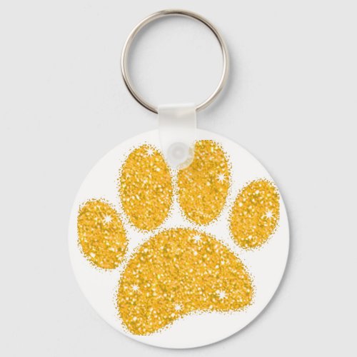 Gold Glitter Dog Pawprint Keychain