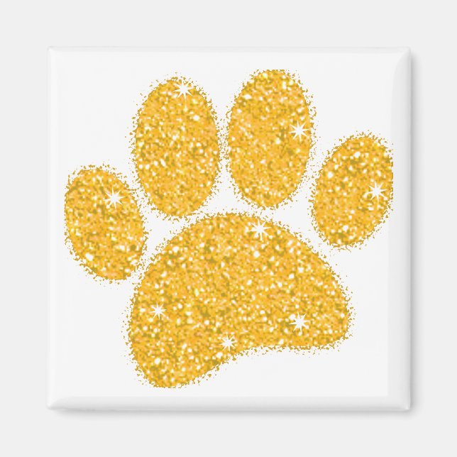 Gold Glitter Dog Pawprint Magnet (Front)