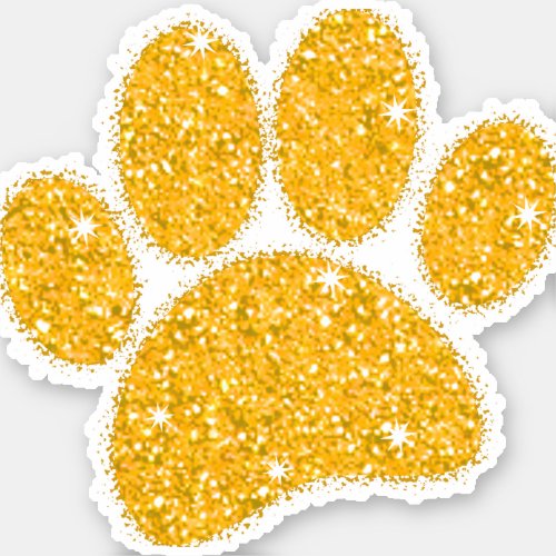 Gold Glitter Dog Pawprint Sticker