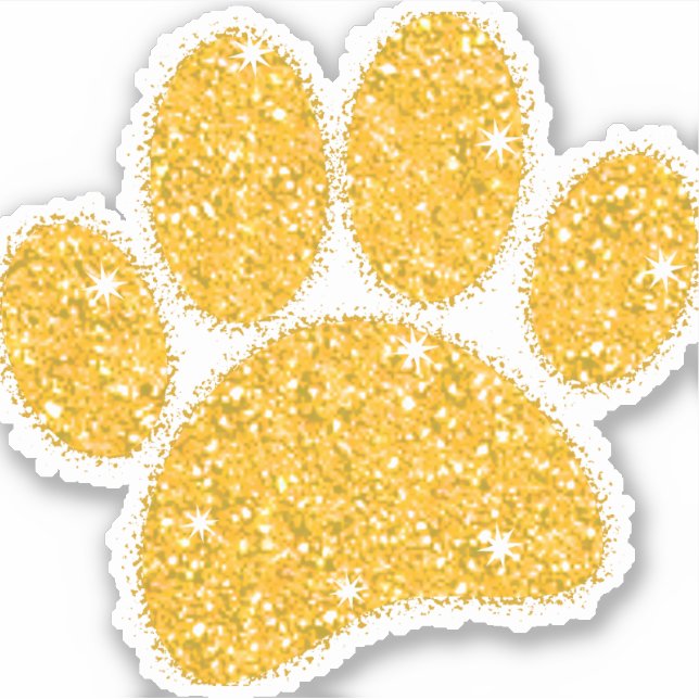 Gold Glitter Dog Pawprint Sticker (Front)