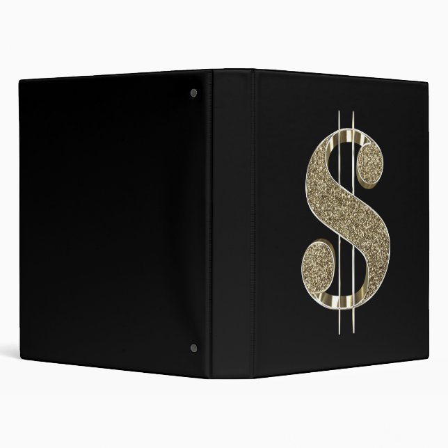 Gold Glitter Dollar Sign 3 Ring Binder (Background)