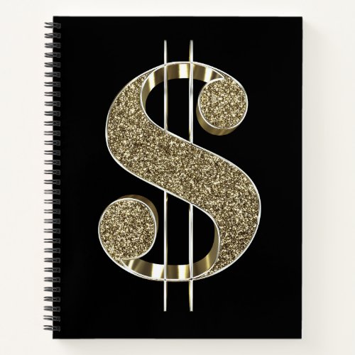 Gold Glitter Dollar Sign Notebook