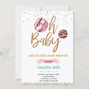 Gold glitter donut baby shower invitation