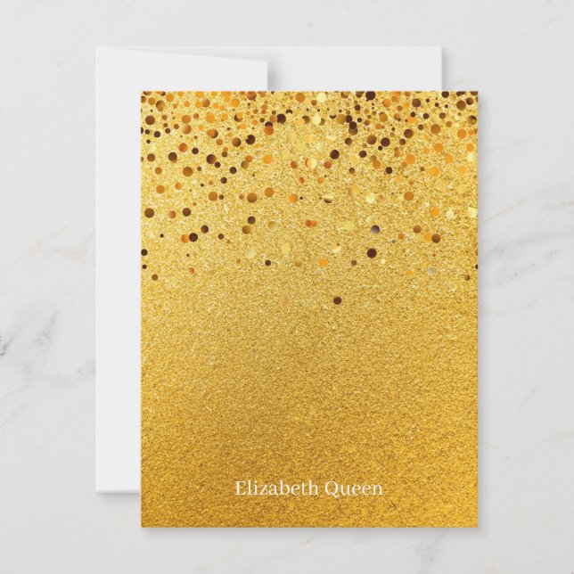 Gold Glitter Dot Invitation Stationery (Front)