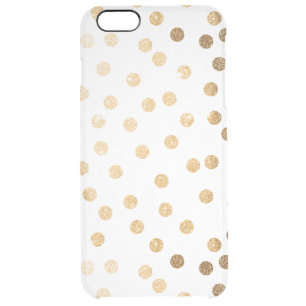 Gold Glitter Dots Clear Phone Case