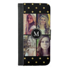 Gold Glitter Dots Girly Photo Collage Monogram