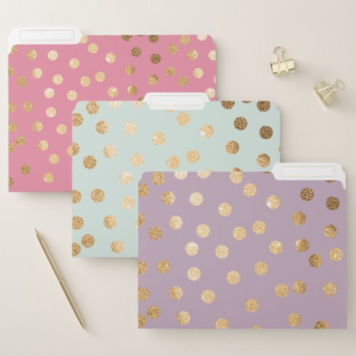 Gold Glitter Dots on Pretty Pastels Folder Set