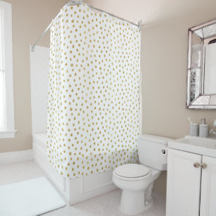 Gold glitter dots shower curtain