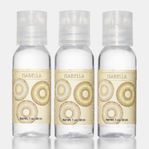Gold glitter doughnuts cool modern custom name hand sanitizer