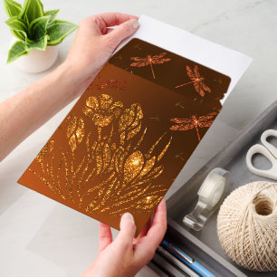 Gold Glitter Dragonflies Shipping Envelope Mailers