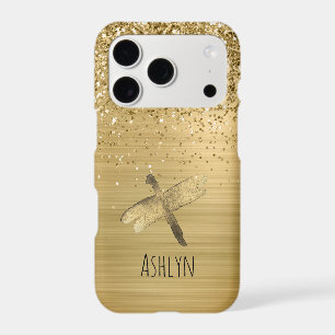 Gold Glitter Dragonfly iPhone 17 Pro Case