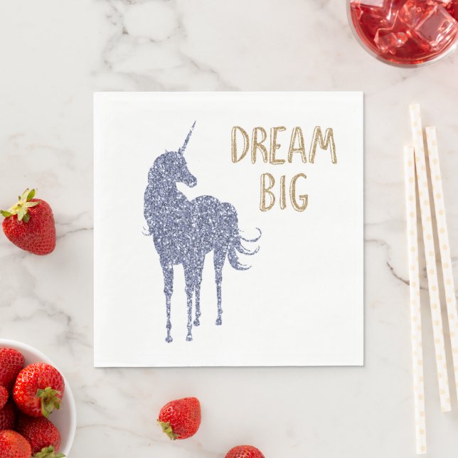 Gold Glitter Dream Big Unicorn  Napkins (Insitu)