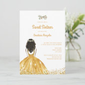 Gold Glitter Dress Floral Sweet 16 16th Birthday Invitation (Standing Front)