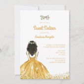 Gold Glitter Dress Floral Sweet 16 16th Birthday Invitation (Front)