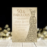 Gold Glitter Dress Womans 50th Birthday Party Invitation<br><div class="desc">Gold Glitter Dress Womans 50th Birthday Party 50 and fabulous
Variations to the invitation and matching items in our store</div>