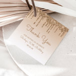 Gold Glitter Drip 90th Birthday Party Favor Tags<br><div class="desc">These chic,  elegant 90th birthday party favor tags feature a sparkly gold faux glitter drip border and gold ombre background. Personalize them with the guest of honor's name and birthday in gold handwriting script,  with the party date below in sans serif font.</div>