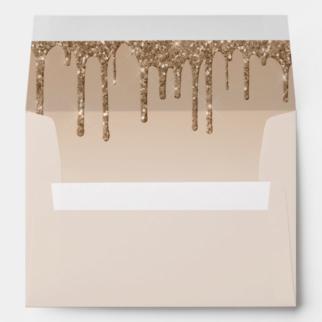 Gold Glitter Drip Baby Shower Envelope  (Back (Bottom))