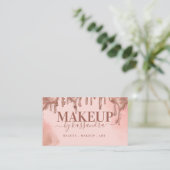 Gold Glitter Drip Glam Makeup Makes By Salon Pink Business Card (Standing Front)