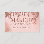 Gold Glitter Drip Glam Makeup Makes By Salon Pink Business Card (Front)