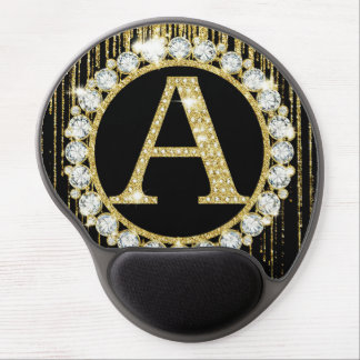 Gold Glitter Drip Monogram A Personal Initial Gel Mouse Pad